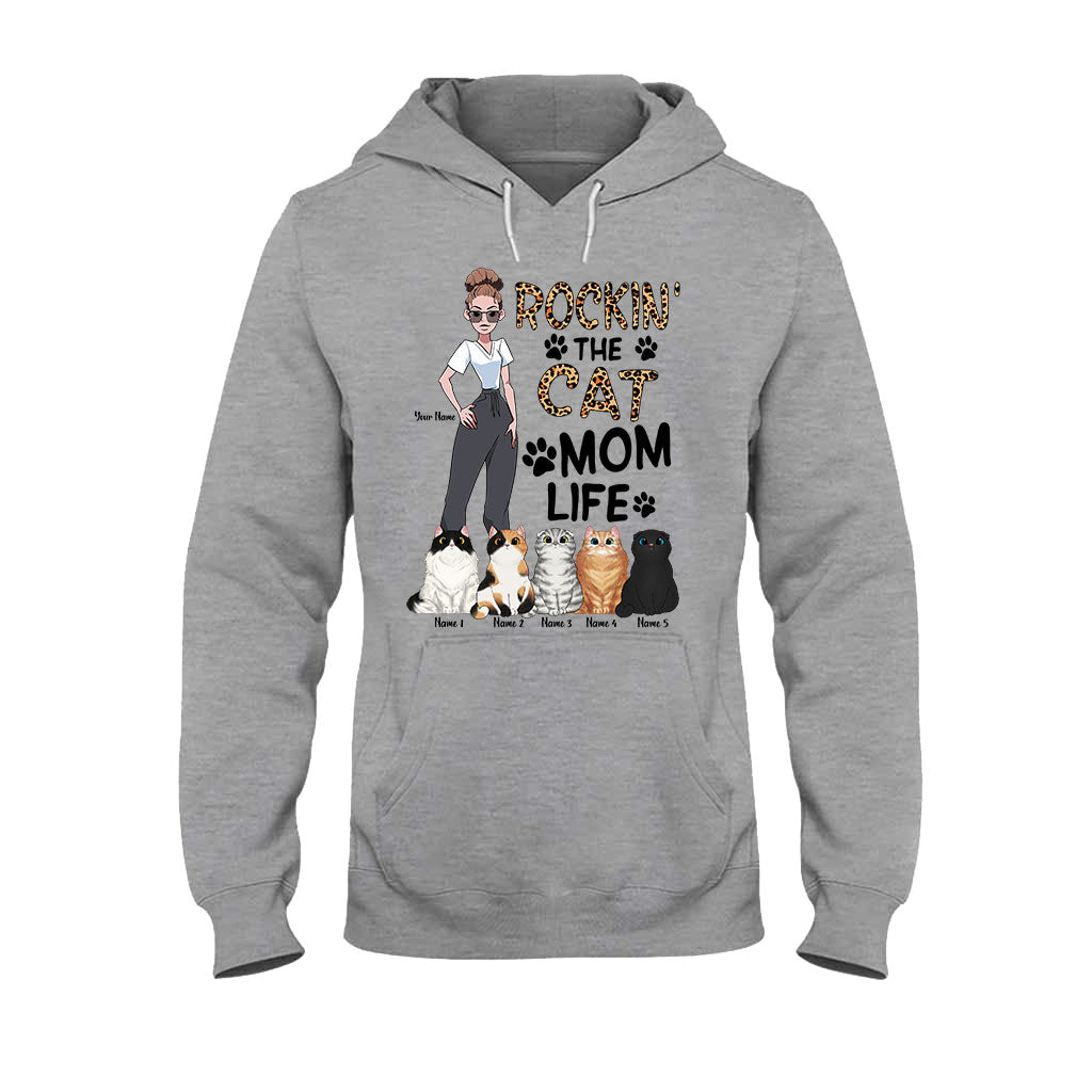 Rockin The Cat Mom Life - Personalized Cat T-shirt and Hoodie