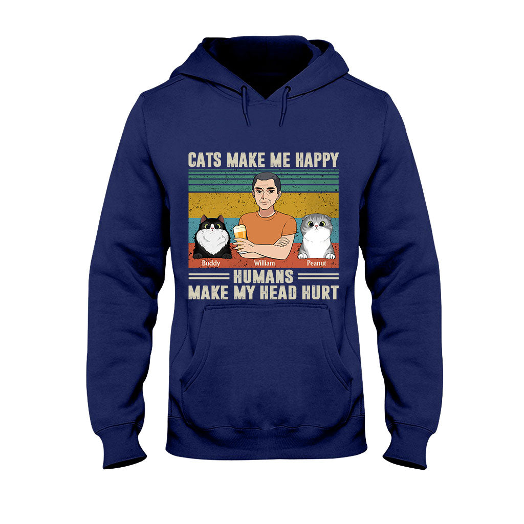 Cats Make Me Happy - Personalized Father's Day Father T-shirt and Hoodie