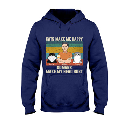 Cats Make Me Happy - Personalized Father's Day Father T-shirt and Hoodie