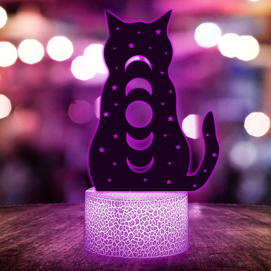 Moon Phase Cat - Witch Shaped Plaque Light Base
