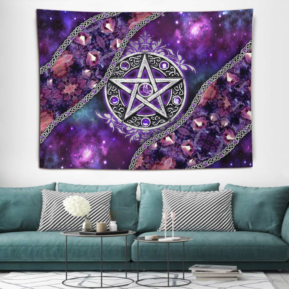 Purple Pentacle Witch Vibes - Witch Wall Tapestry