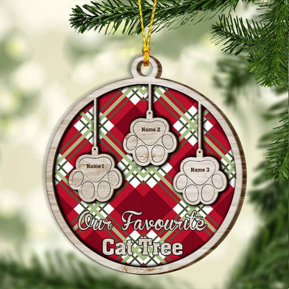 Favorite Cat Tree - Personalized Christmas Layered Wood Ornament