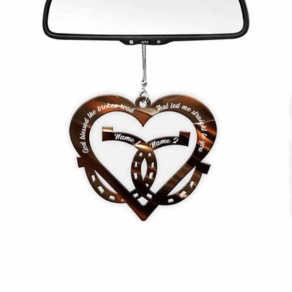 God Blessed The Broken Road - Personalized Couple Horse Transparent Car Ornament
