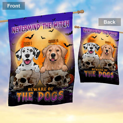 Beware Of The Dogs - Personalized Halloween Witch House Flag