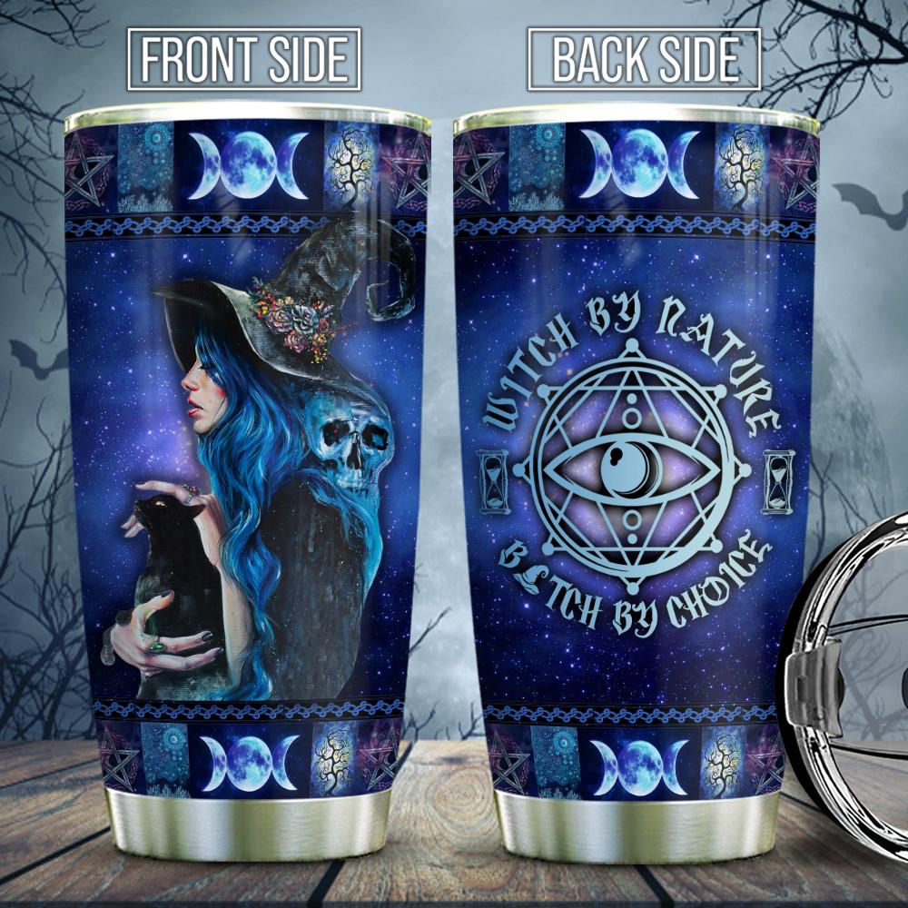 Blue Witch Nature And Black Cat - Witch Tumbler 0822