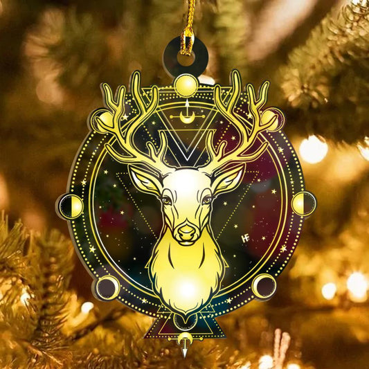 Horned Deer Moon Phase Wicca - Witch Ornament (Printed On Both Sides) 1022