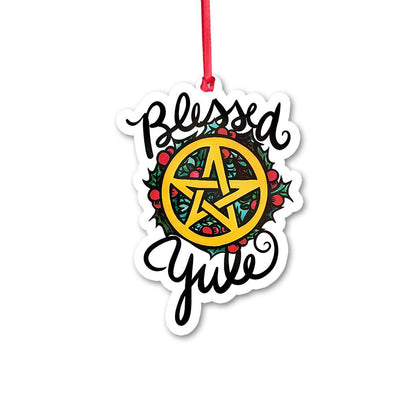 Blessed Yule Wicca - Witch Ornament (Printed On Both Sides) 1022
