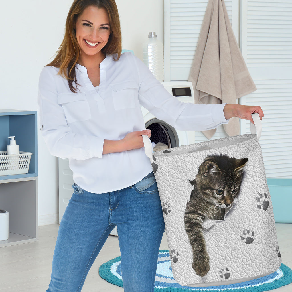 Kitten Leather Pattern Print Cat Storage Basket 0622