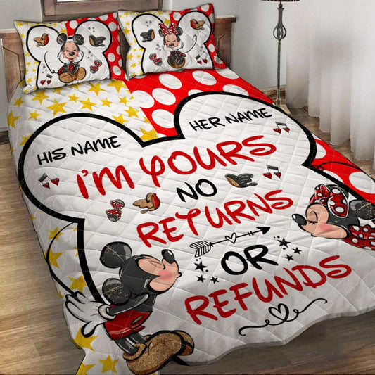 I Love You More - Personalized Couple Mouse Quilt Set