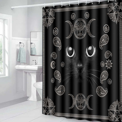 Witchy Black Cat - Witch Bathroom Curtain & Mats Set