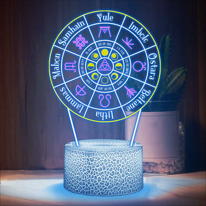 Wheel Of The Year Wicca - Witch Shaped Plaque Light Base