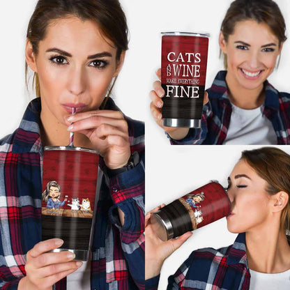 Cats And Wine & Everything's Fine - Personalized Tumbler