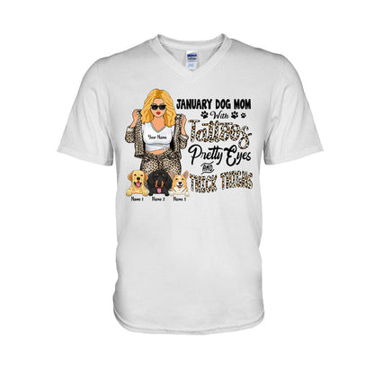 Dog Mom With Tattoos Pretty Eyes And Thick Thighs - Personalized Mother's Day Dog T-shirt and Hoodie