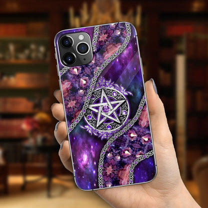 Witch Vibes Purple Pentagram 3D Pattern Printed Phone Case