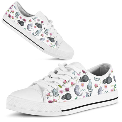 Cute Cats Floral Cat Low Top Shoes 0622