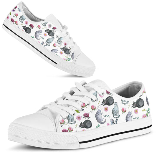Cute Cats Floral Cat Low Top Shoes 0622