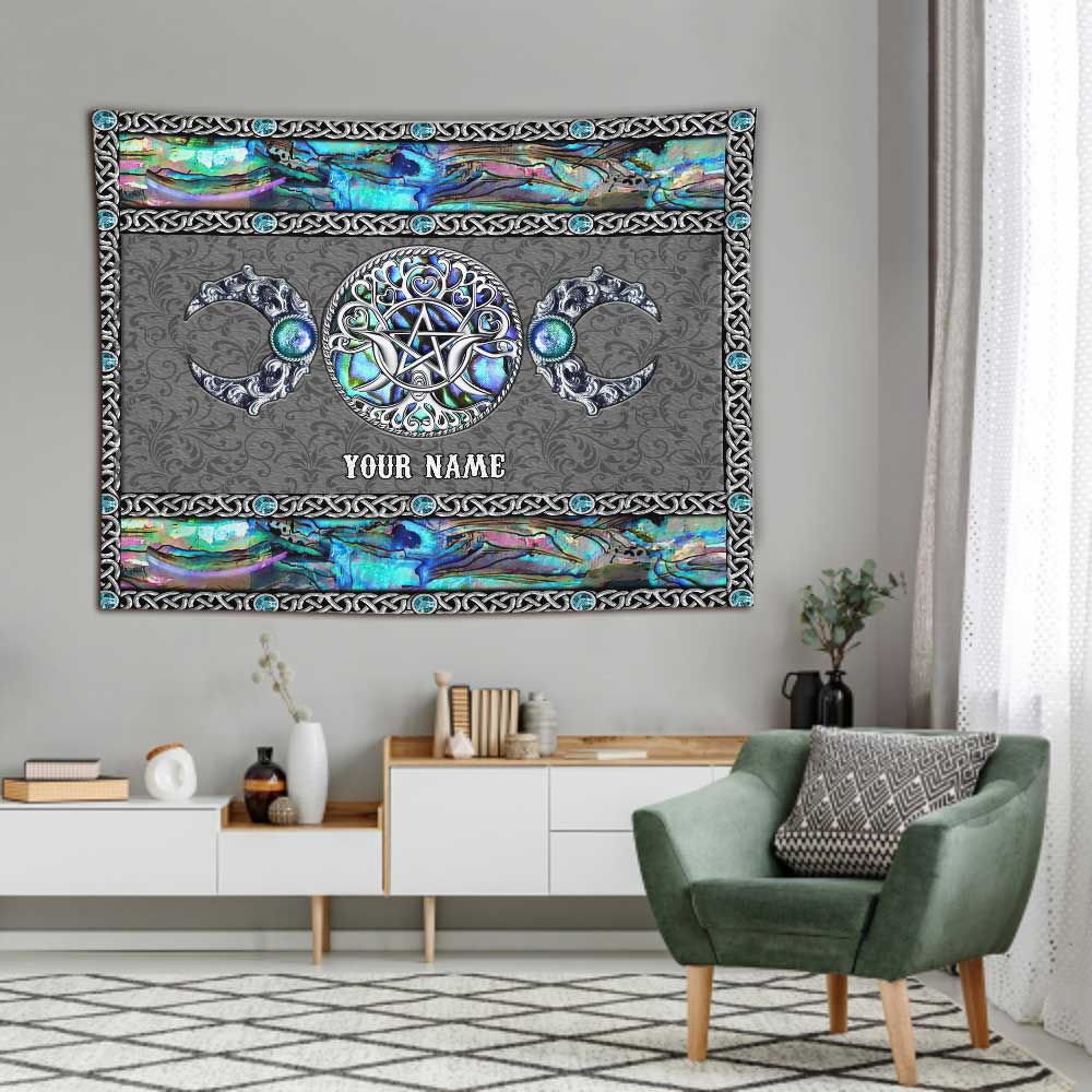 Witch Vibe Triple Moon - Personalized Witch Wall Tapestry