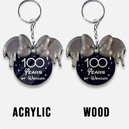 100th Magical - Personalized Mouse Keychain (Printed On Both Sides)