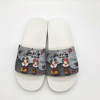 You And Me We Got This - Personalized Couple Mouse Slide Sandals