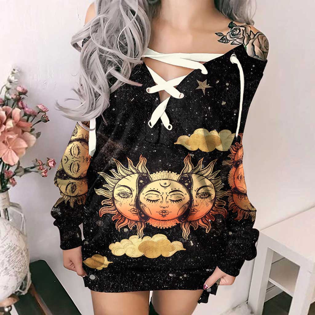 Triple Moon - Witch Off Shoulder Long Sleeve Dress