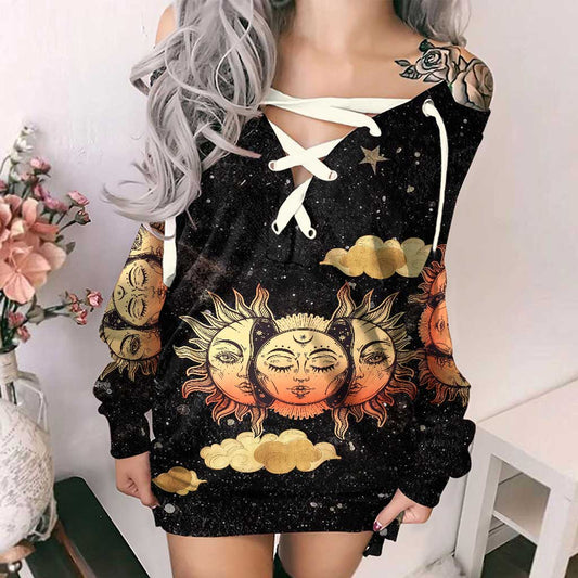 Triple Moon - Witch Off Shoulder Long Sleeve Dress