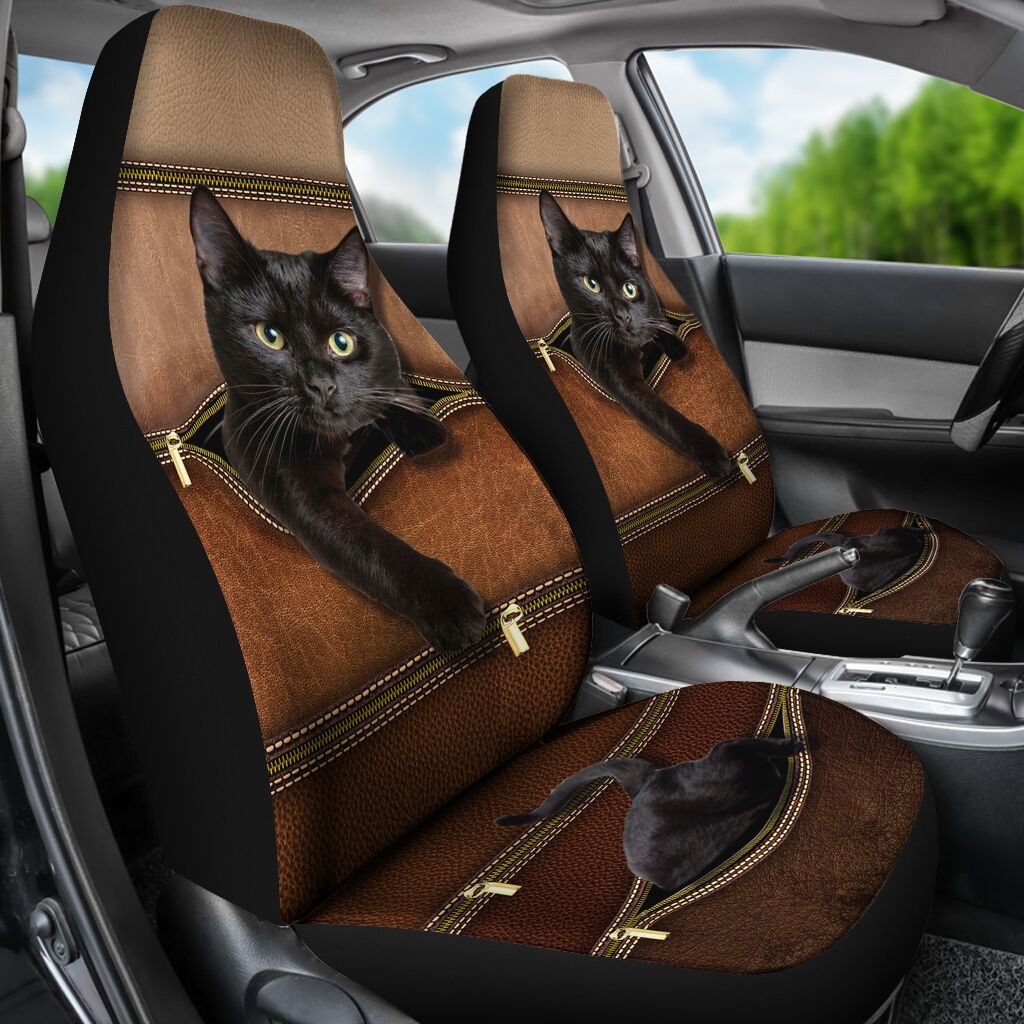Cat Leather Pattern Print Cat Seat Covers 0622