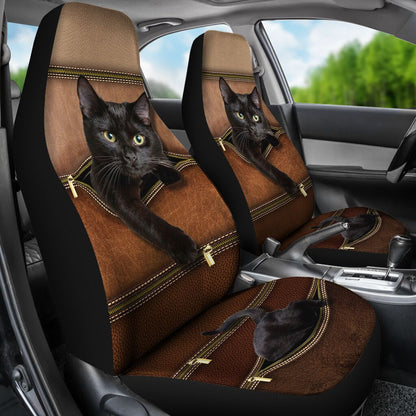 Cat Leather Pattern Print Cat Seat Covers 0622