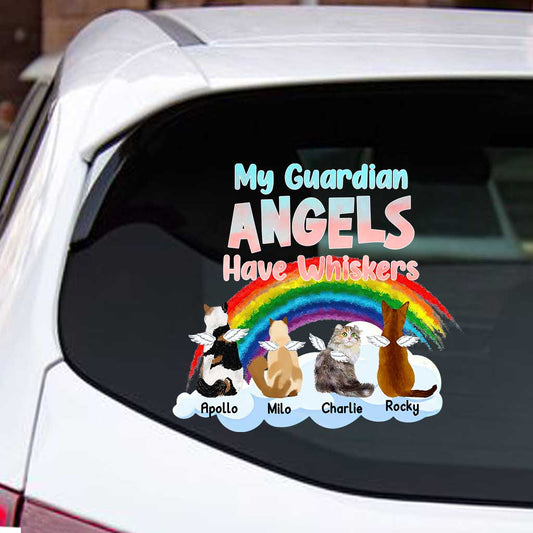 My Guardian Angels Have Whiskers - Personalized Cat Decal Full