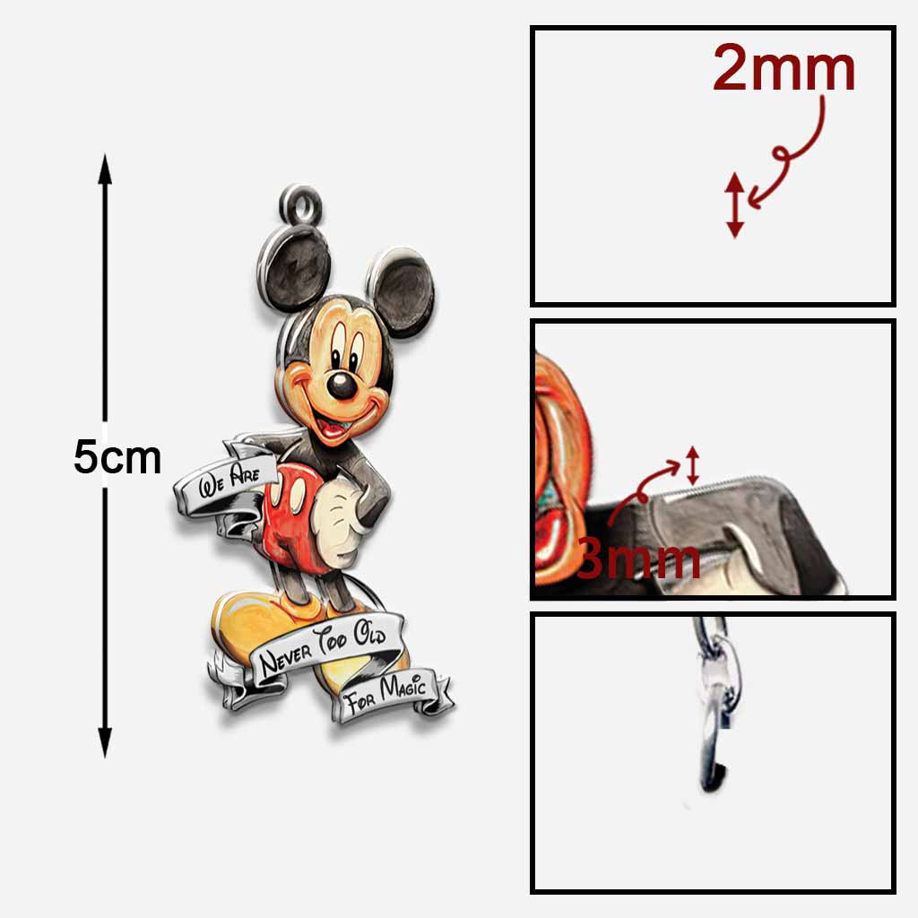 Never Too Old Mouse Keychain (Printed On Both Sides)
