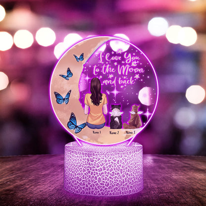 I Love You To The Moon And Back - Personalized Dog Shaped Plaque Light Base
