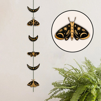 Moth And Moon Garland - Halloween Witch 6 Pieces Garland