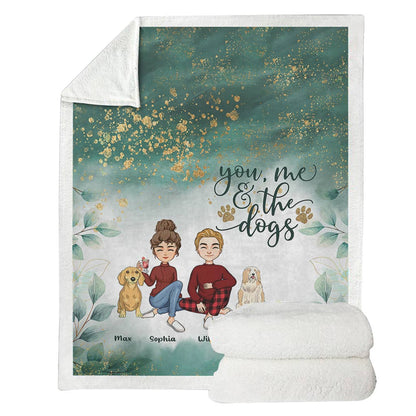 You, Me & The Dogs - Personalized Couple Blanket