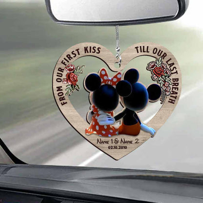 From Our First Kiss Till Our Last Breath - Personalized Mouse Car Ornament (Printed On Both Sides)