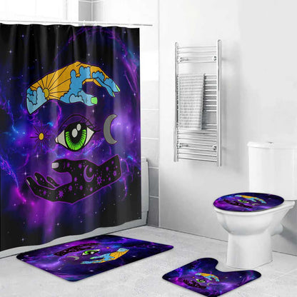 Eye Day And Night - Witch Bathroom Curtain & Mats Set