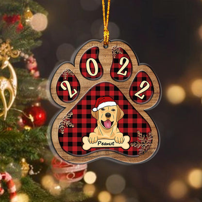 Cute Dog Paw - Personalized Christmas Dog Layered Wood Ornament