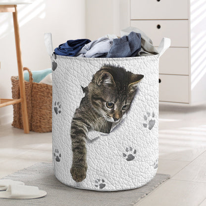 Kitten Leather Pattern Print Cat Storage Basket 0622