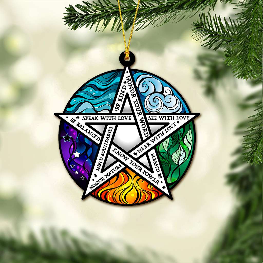 Element Pentacle Be Kind Wicca - Witch Ornament (Printed On Both Sides) 1022