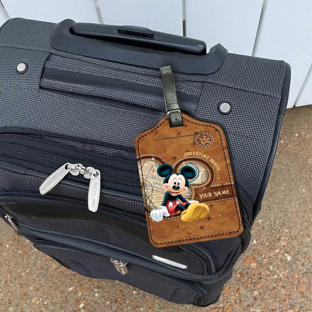 Adventure Awaits - Personalized Mouse Leather Luggage Tag