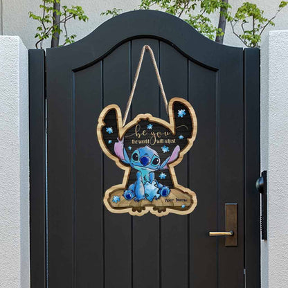 Be You The World Will Adjust - Personalized Autism Awareness Wood Sign With 3D Pattern Print