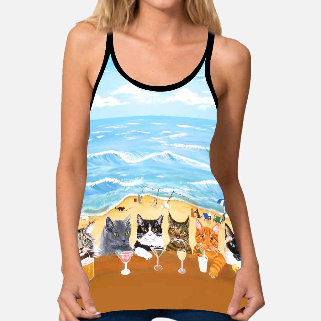 Summer On The Beach - Cat Cross Tank Top