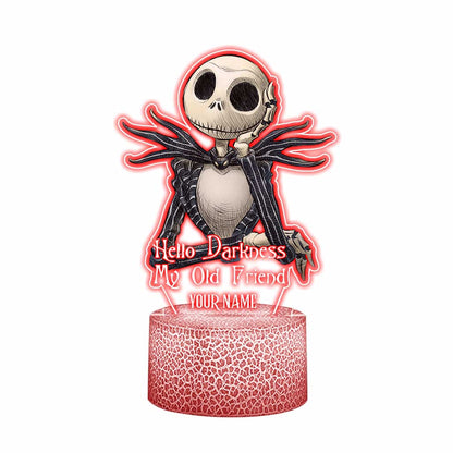 Hello Darkness My Old Friend - Personalized Nightmare Shaped Plaque Light Base