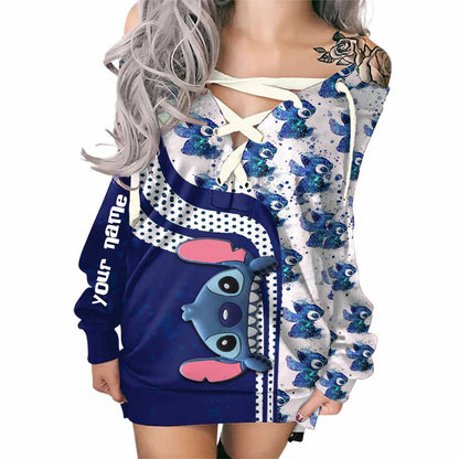 Love Ohana - Personalized Ohana Off Shoulder Long Sleeve Dress