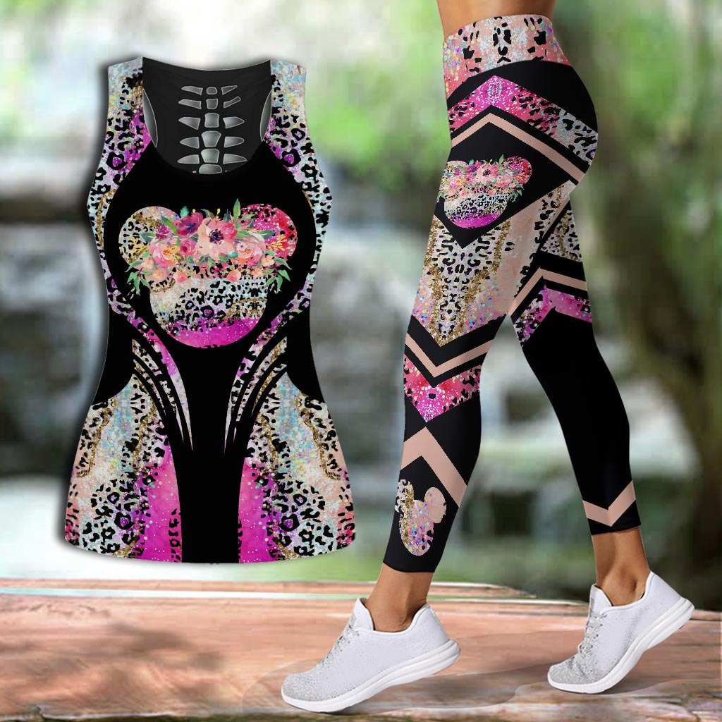 Pink Agate Sweet Mouse Ears - Hollow Tank Top and Leggings