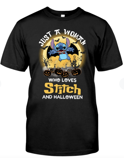 Just A Woman Who Loves Halloween Ohana T-shirt and Hoodie 0823