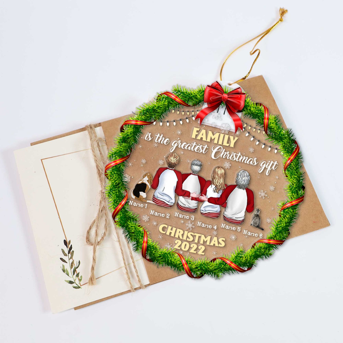 Family Is The Greatest Christmas Gift - Personalized Christmas Family Round Led Acrylic Ornament