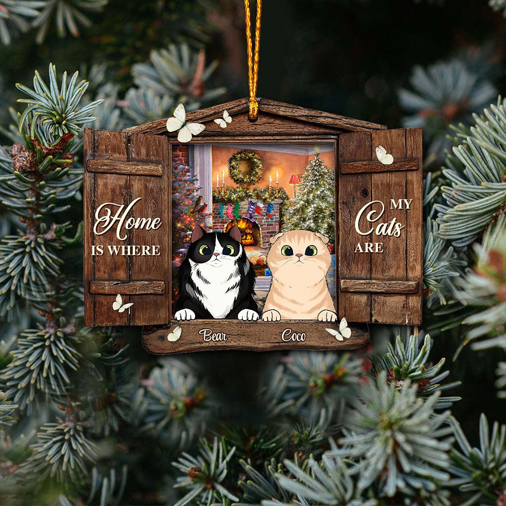 Home Is Where My Cats Are - Personalized Christmas Ornament (Printed On Both Sides)