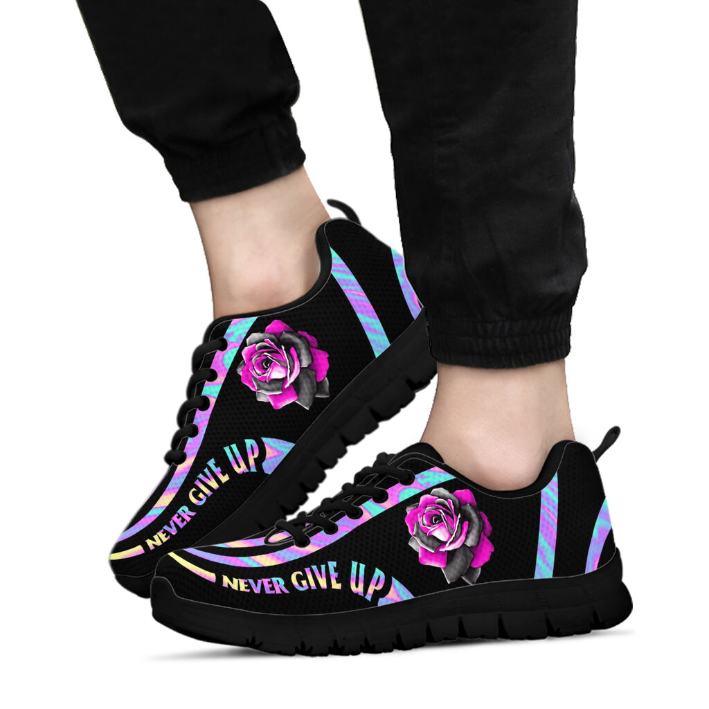 Never Give Up Breast Cancer Awareness Sneakers 0622