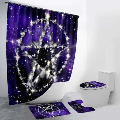 Wicca Pentagram - Witch Bathroom Curtain & Mats Set