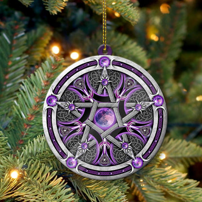 Pentacle Of The Purple Moon - Witch Ornament (Printed On Both Sides) 1022