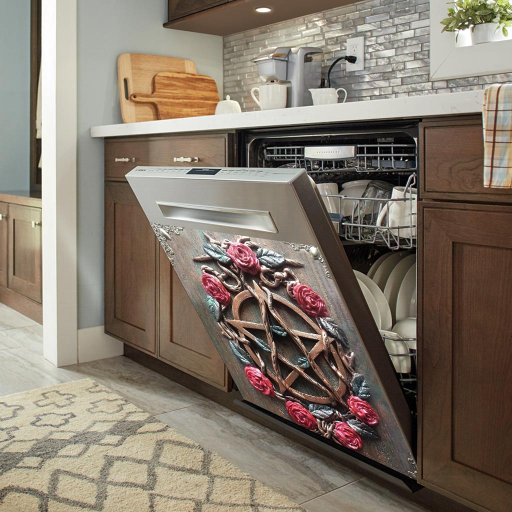 Mystic House Rose Pentacle - Witch Dishwasher Cover